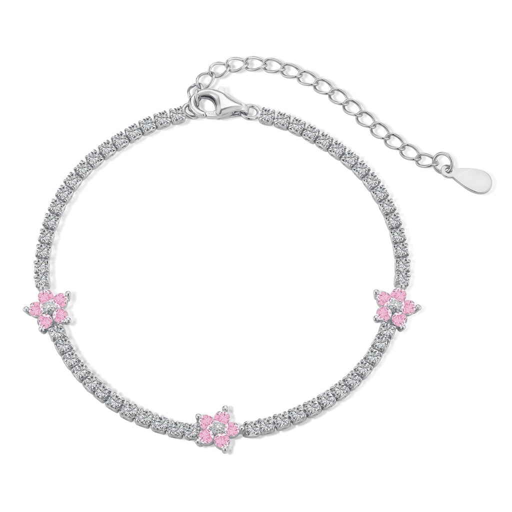 [Tonmkive Jewelry]Sparkling Flower Shape Tennis Bracelet