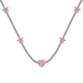 [Tonmkive Jewelry]Dazzling Pink Heart Flower Necklace