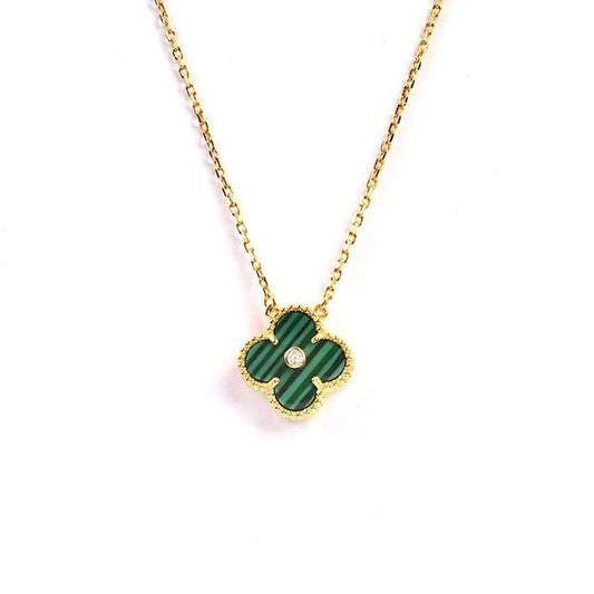 [Glow Muse]CLOVER 15MM DIAMOND TURQUOISE NECKLACE