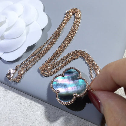 [Glow Muse]CLOVER 25MM GOLD DARK MOP BIG CLOVER NECKLACE