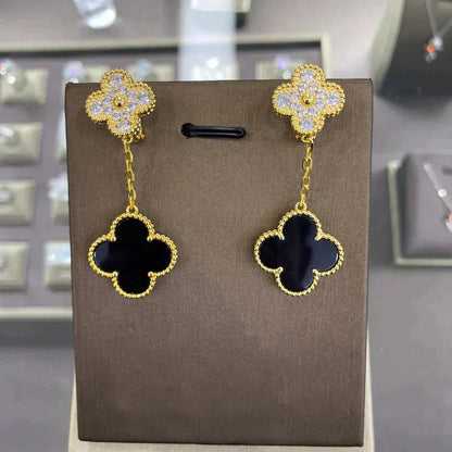 [Glow Muse]CLOVER  2 MOTIFS  DIAMOND  EARRINGS (MULTIPLE CHOICESç´
