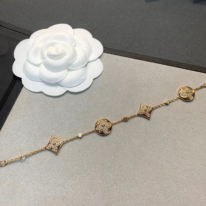 [Glow Muse]STAR AND SUN 4 MOTIFS GOLD DIAMONDS BRACELET