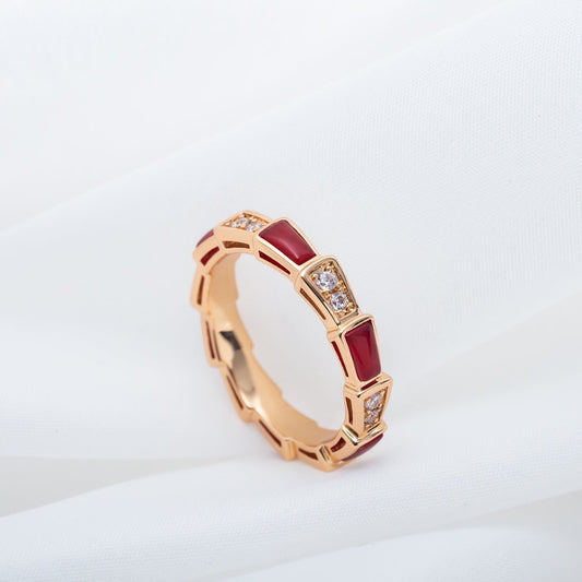 [Glow Muse]SERPENTI RING PINK GOLD CARNELIAN DIAMOND 3MM