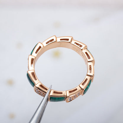 [Glow Muse]SERPENTI RING PINK GOLD MALACHITE DIAMOND PAVED 4MM