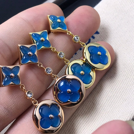 [Glow Muse]STAR AND SUN AGATE DIAMOND EARRINGS