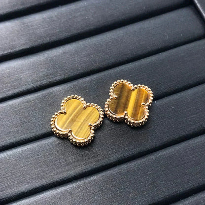 [Glow Muse]CLOVER MEDIUM 1 MOTIFS TIGER EYE EARRINGS