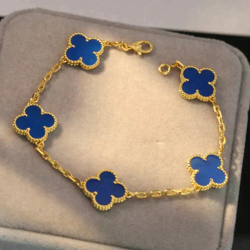 [⭐Glow Muse] CLOVER 5 MOTIF BLUE AGATE BRACELET COLLECTION