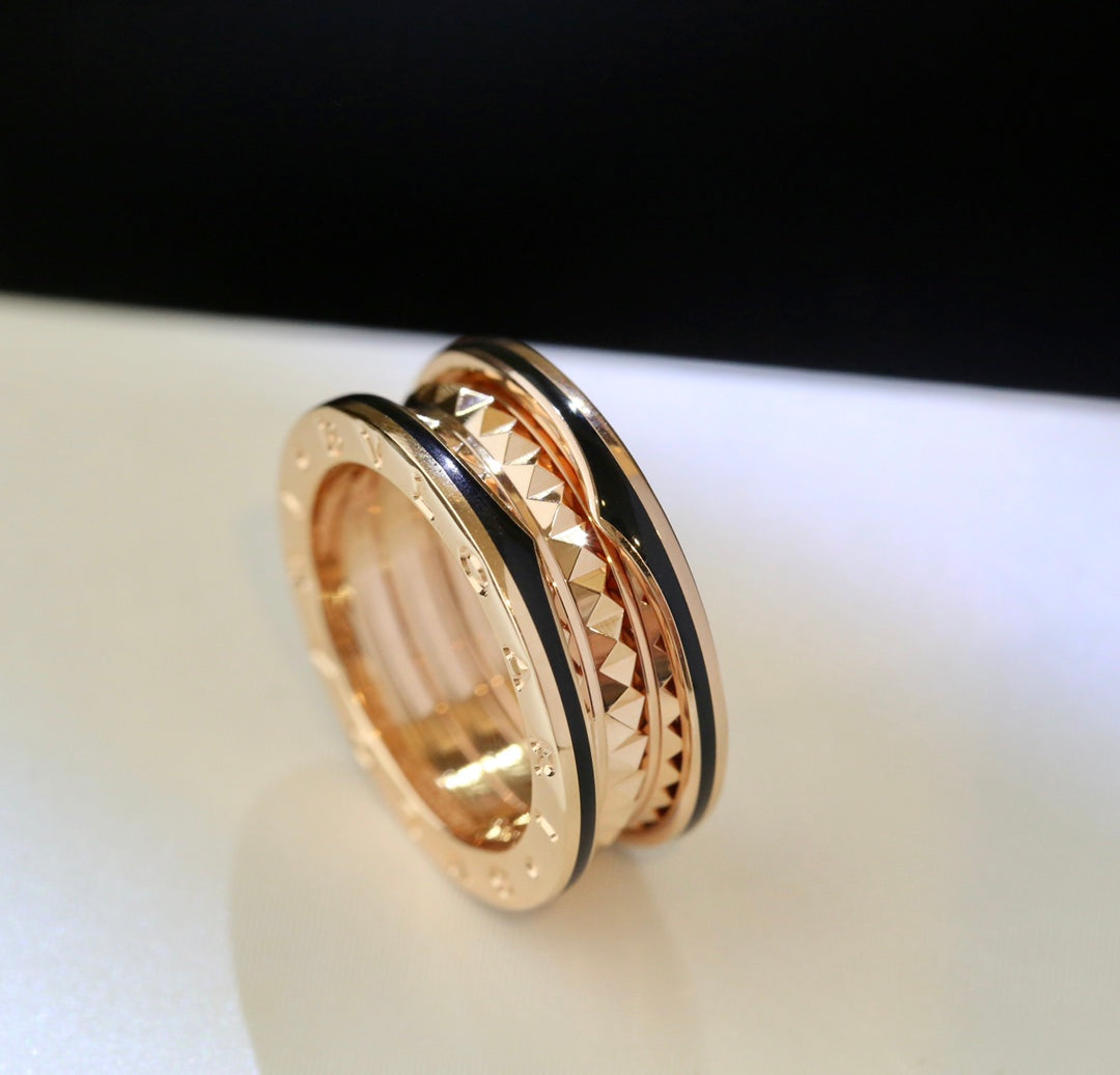 [Glow Muse]ZERO 1 PINK GOLD BLACK CERAMIC RING