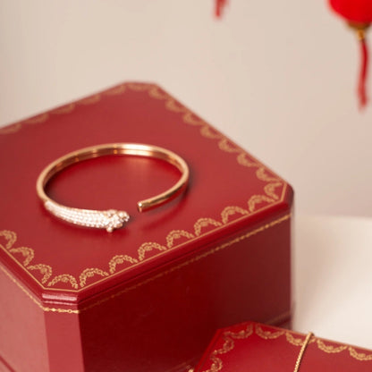 [Glow Muse]PANTHERE ROSE GOLD DIAMOND OPEN BRACELET