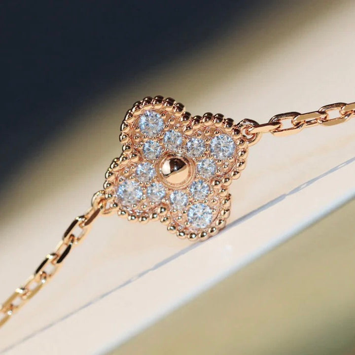 [Glow Muse]CLOVER 20 MOTIFS DARK MOP DIAMOND  NECKLACE