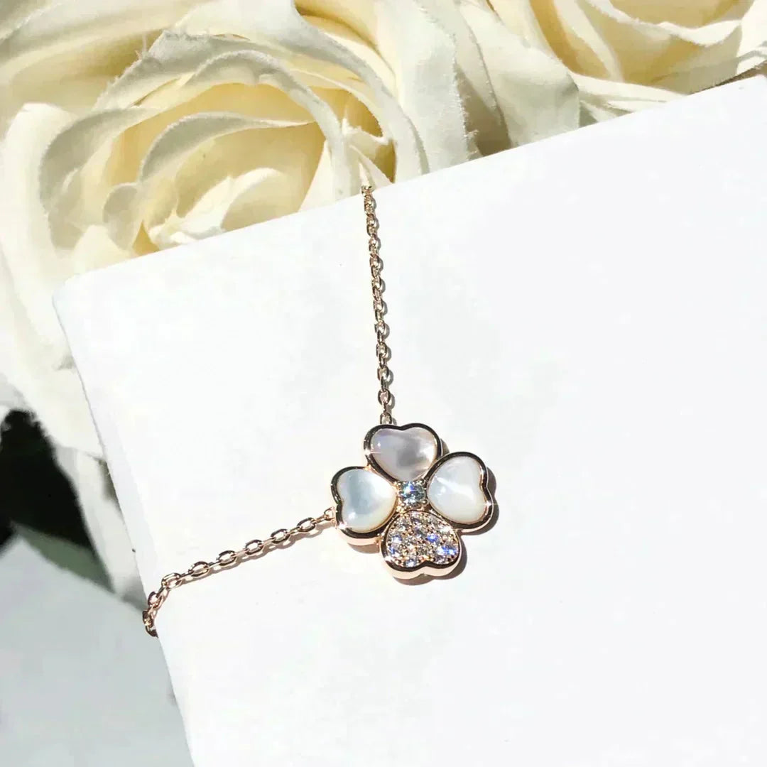 [Glow Muse]CLOVER MOP DIAMOND ROSE GOLD NECKLACE