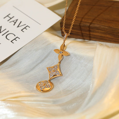 [Glow Muse]STAR AND SUN DIAMOND PINK GOLD NECKLACE