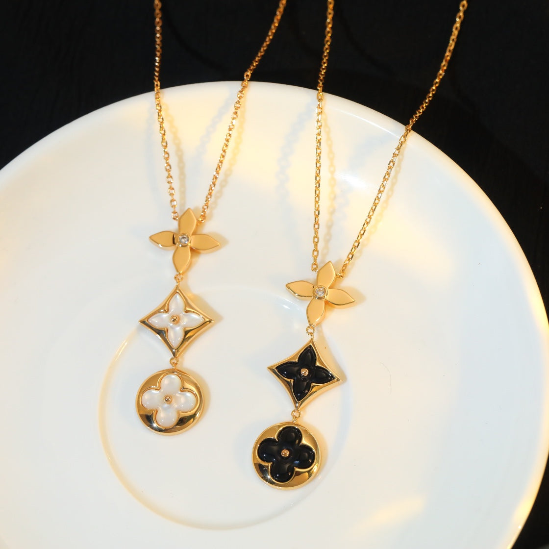 [Glow Muse]STAR AND SUN ONYX PINK GOLD NECKLACE