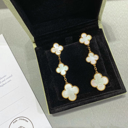 [Glow Muse]CLOVER MOP 3 MOTIFS GOLD EARRINGS