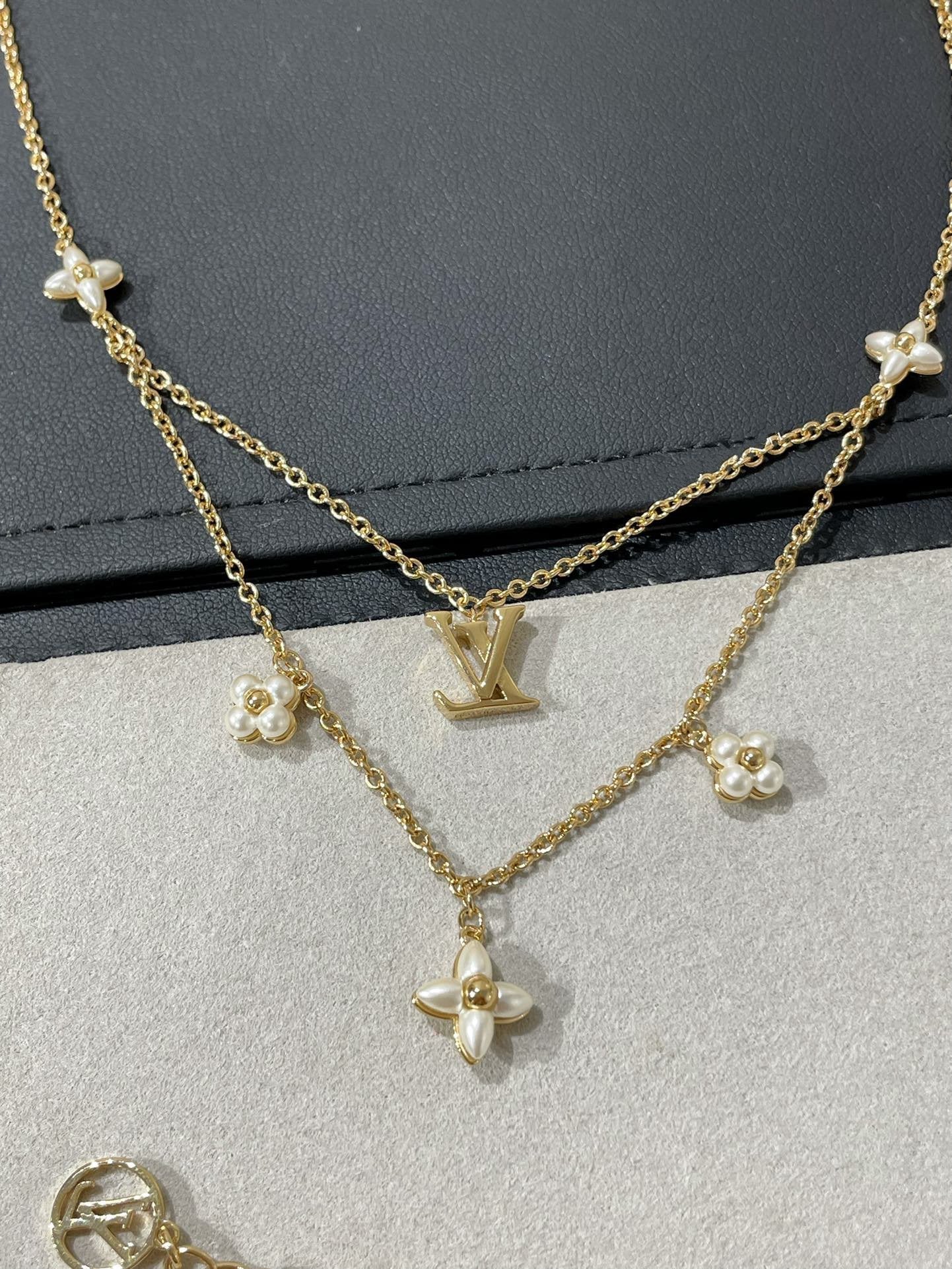 [Glow Muse]FLOWERGRAM GOLD MOP DOUBLE ROW NECKLACE