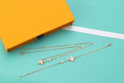 [Glow Muse]STAR PINK MOP 1 DIAMOND PINK GOLD NECKLACE