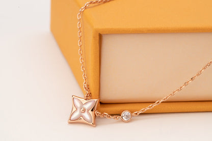 [Glow Muse]STAR PINK MOP 1 DIAMOND PINK GOLD NECKLACE