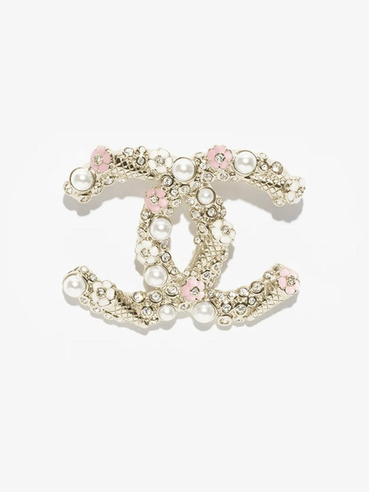[Glow Muse]26C Pink-White Enamel Ice Cream Cone Double C Brooch