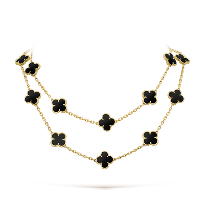 [Glow Muse]CLOVER 20 MOTIFS ONYX NECKLACE