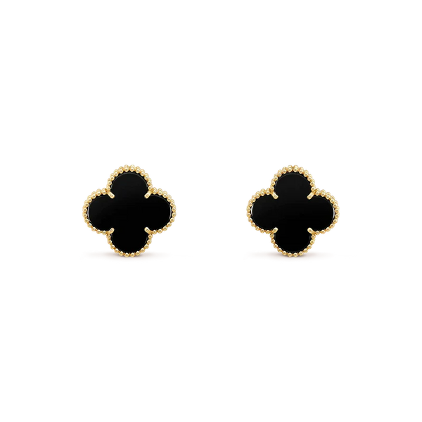 [Glow Muse]CLOVER MEDIUM 1 MOTIFS  ONYX STUD EARRINGS