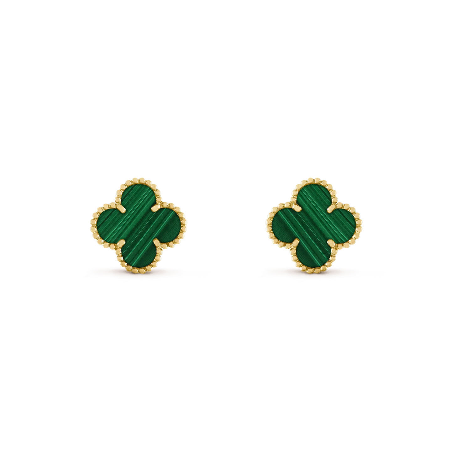 [Glow Muse]CLOVER MEDIUM 1 MOTIFS MALACHITE  EARRINGS
