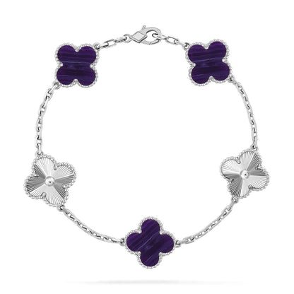 [⭐Glow Muse]CLOVER 5 MOTIF PURPLE STRIPES BRACELET COLLECTION