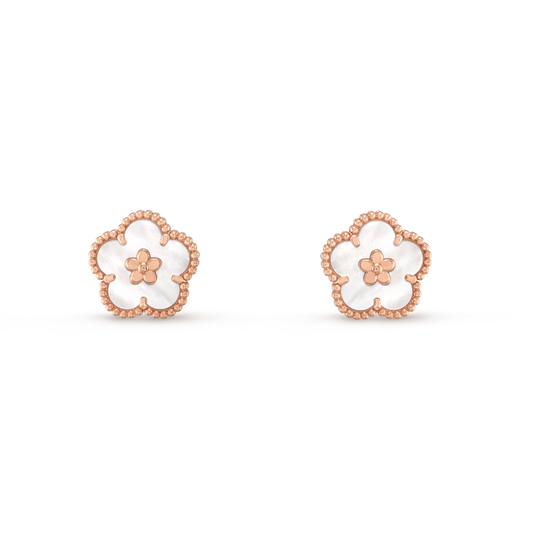 [Glow Muse]LUCKY PINK GOLD WHITE MOP EARRINGS