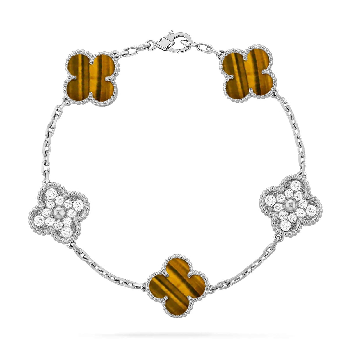 [⭐Glow Muse] CLOVER 5 MOTIFS TIGER EYE BRACELET COLLECTION