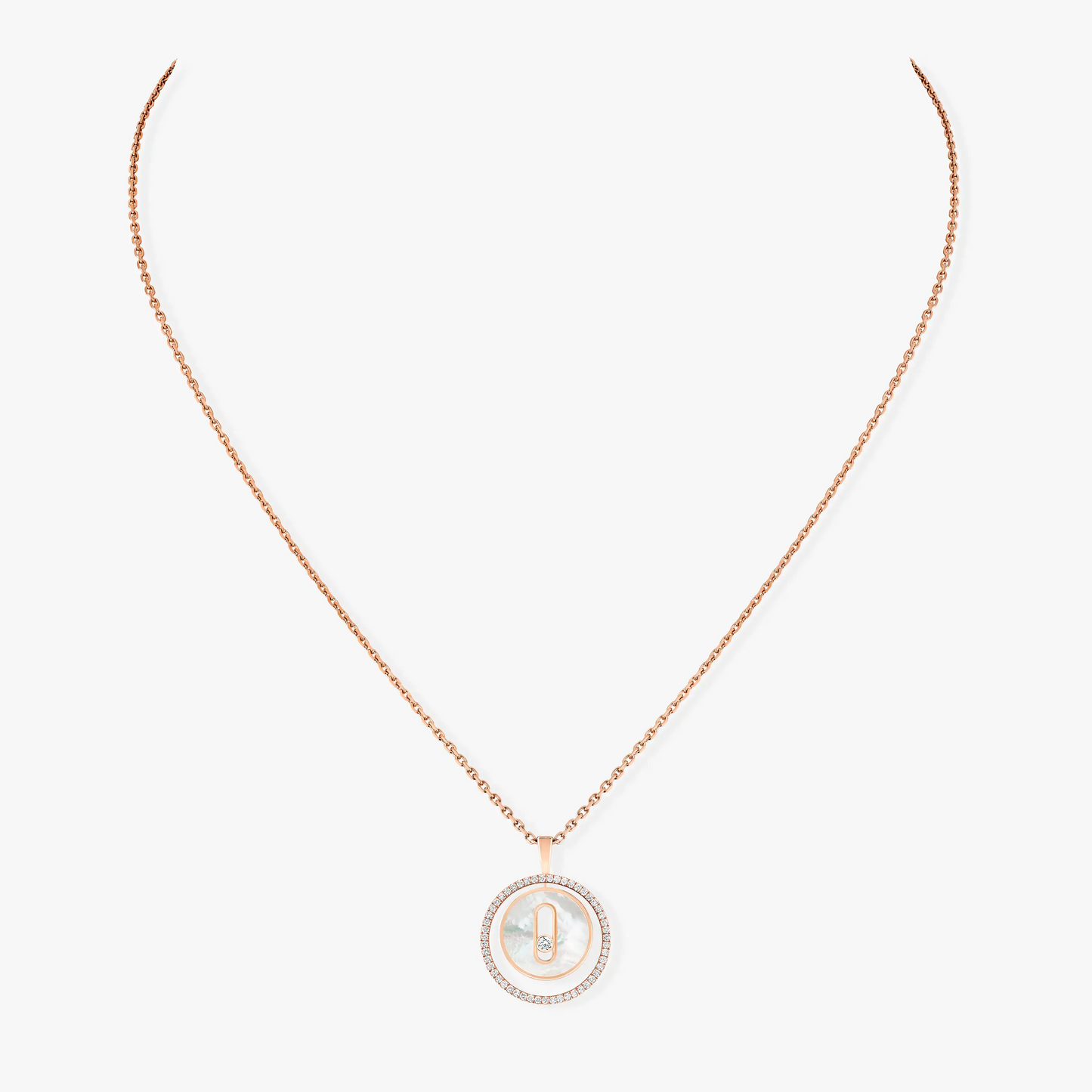 [Glow Muse]Demo MOVE 1 DIAMOND WHITE MOTHER OF PEARL PINK GOLD DIAMOND NECKLACE
