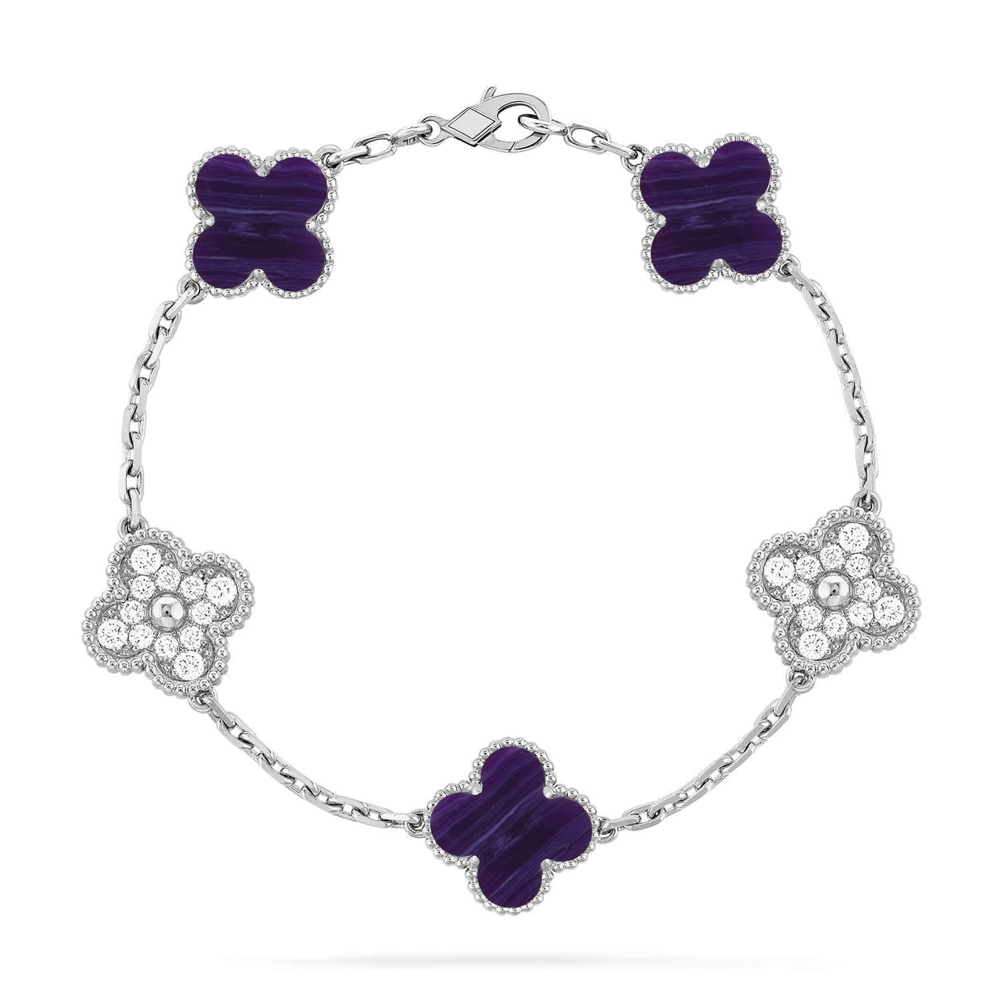 [⭐Glow Muse]CLOVER 5 MOTIF PURPLE STRIPES BRACELET COLLECTION