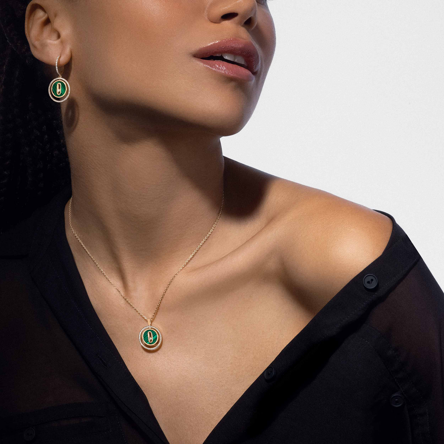 [Glow Muse]Demo MOVE 1 DIAMOND MALACHITE GOLD DIAMOND NECKLACE