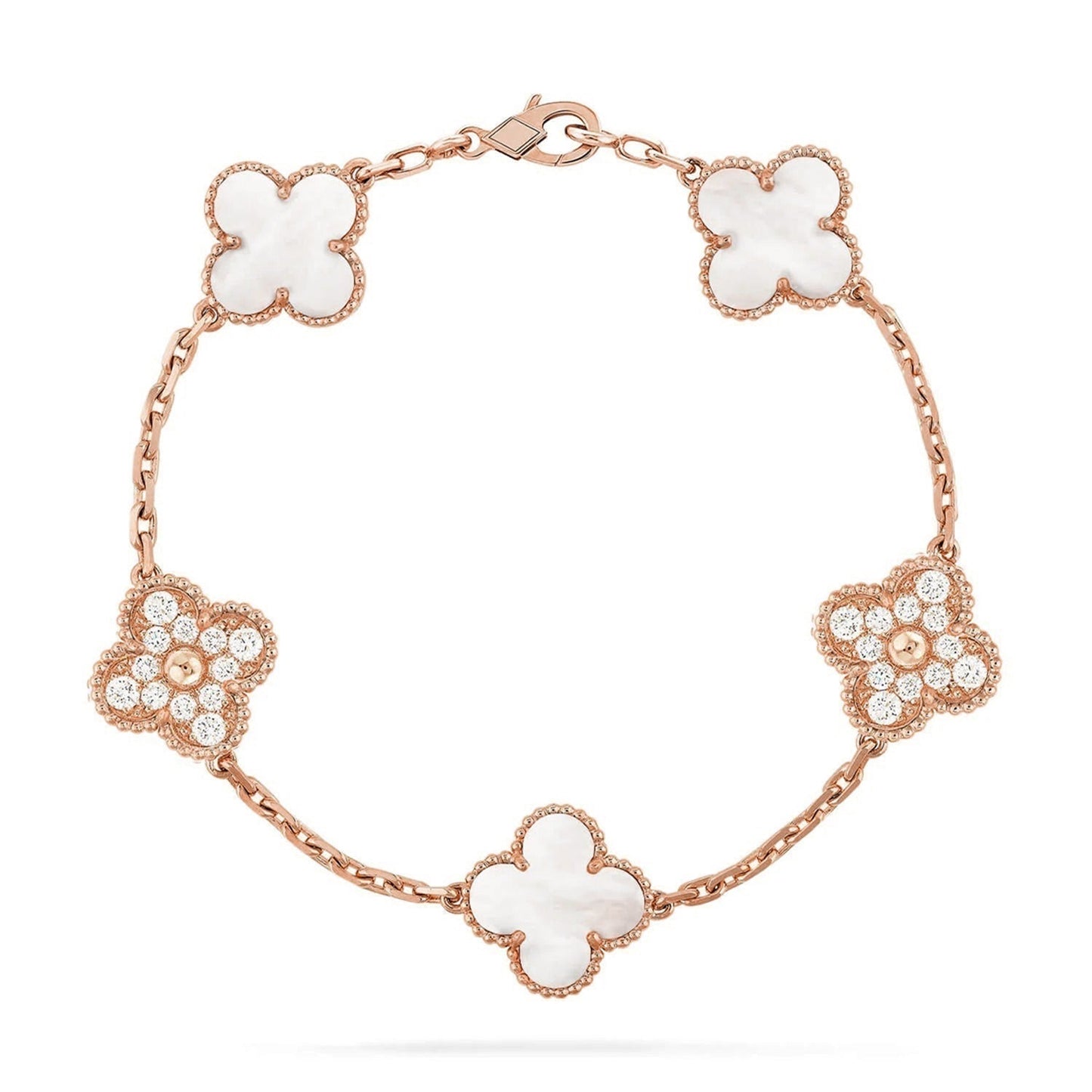 [⭐Glow Muse]CLOVER WHITE PEARL MOP 5 MOTIF BRACELET COLLECTION