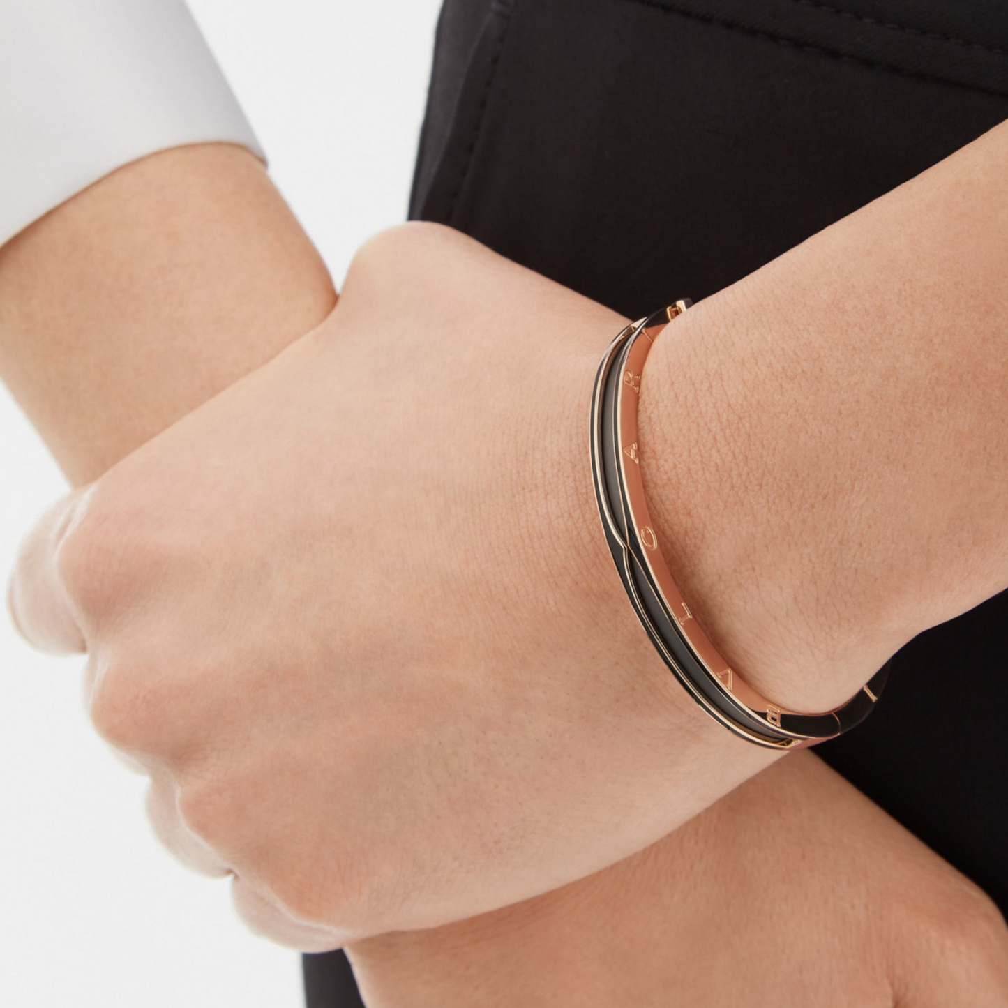 [Glow Muse]ZERO 1 PINK GOLD WITH MATTE BLACK CERAMIC BRACELET