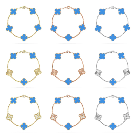 [⭐Glow Muse] CLOVER 5 MOTIF BLUE AGATE BRACELET COLLECTION
