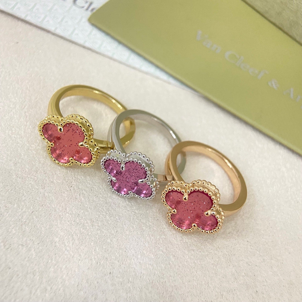 [⭐Glow Muse]NEW ROSE QUARTZ FOUR-LEAF CLOVER RING