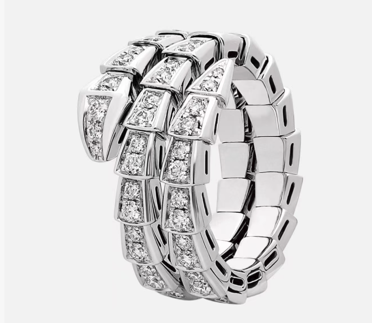 [Glow Muse]SERPENTI RING PINK GOLD DIAMOND DOUBLE ROW