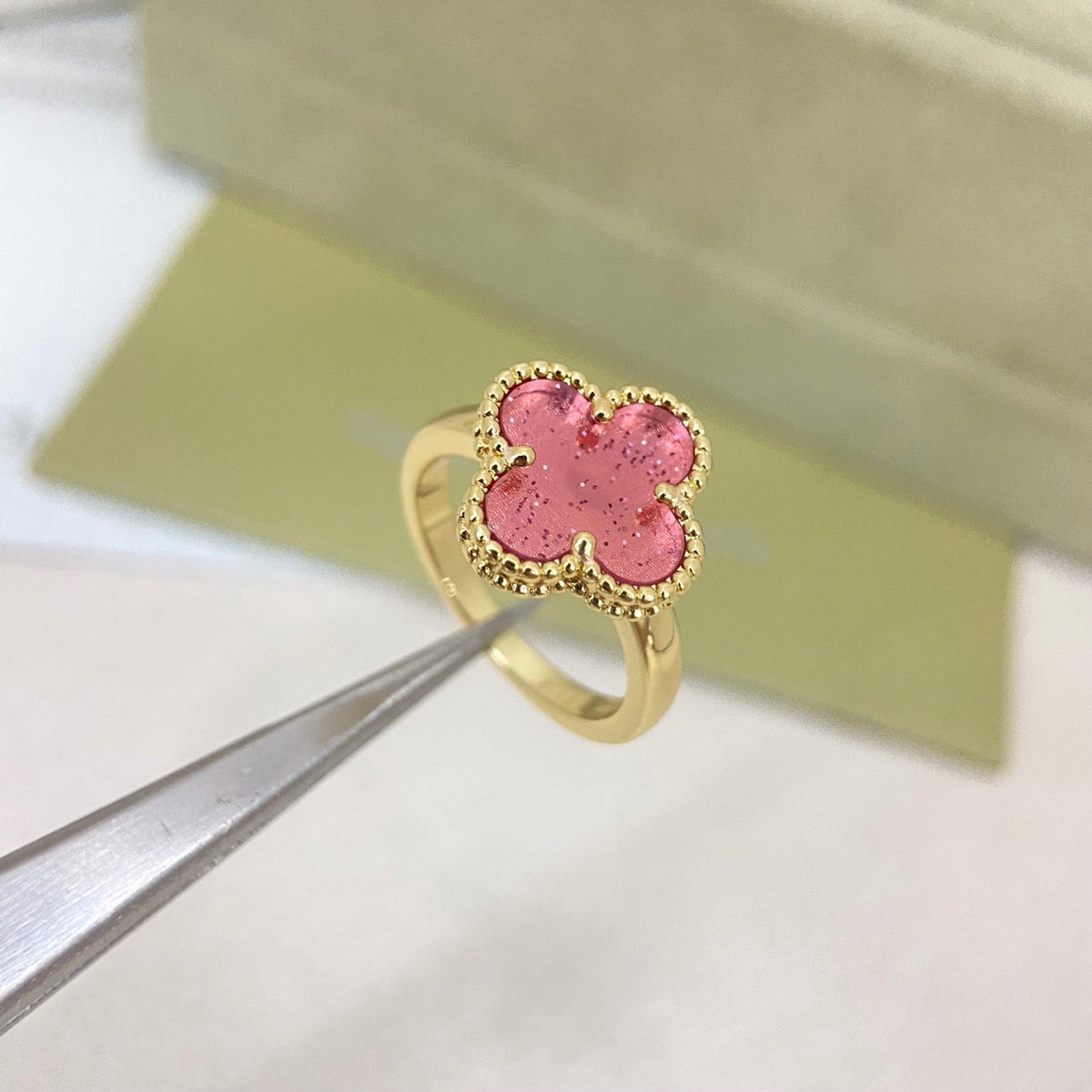 [⭐Glow Muse]NEW ROSE QUARTZ FOUR-LEAF CLOVER RING