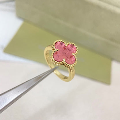 [⭐Glow Muse]NEW ROSE QUARTZ FOUR-LEAF CLOVER RING