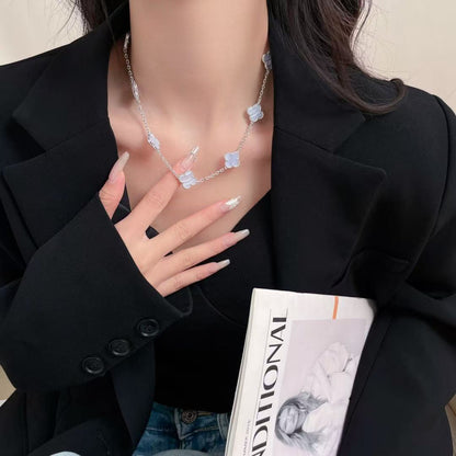 [Glow Muse]CLOVER 10 MOTIFS PURPLE FRITILLARY NECKLACE