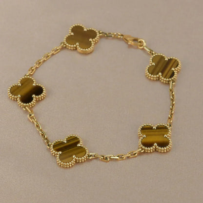 [⭐Glow Muse] CLOVER 5 MOTIFS TIGER EYE BRACELET COLLECTION