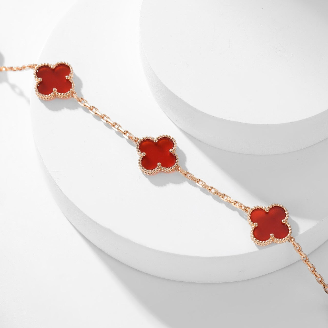 [Glow Muse]CLOVER 10 MOTIFS CARNELIAN NECKLACE