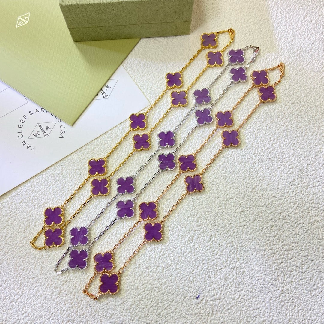 [Glow Muse Jewelry]CLOVER 10 MOTIFS  PURPLE VIOLET  NECKLACE
