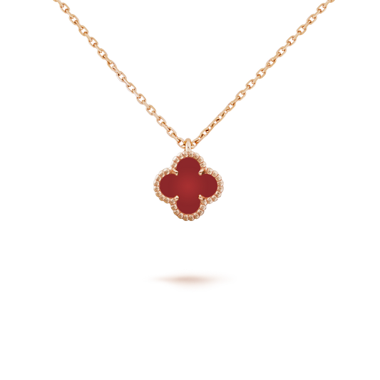 [Glow Muse]CLOVER MINI 9.5MM WHITE CARNELIANS NECKLACE