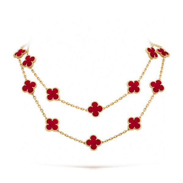 [Glow Muse]CLOVER 20 MOTIFS CARNELIAN NECKLACE
