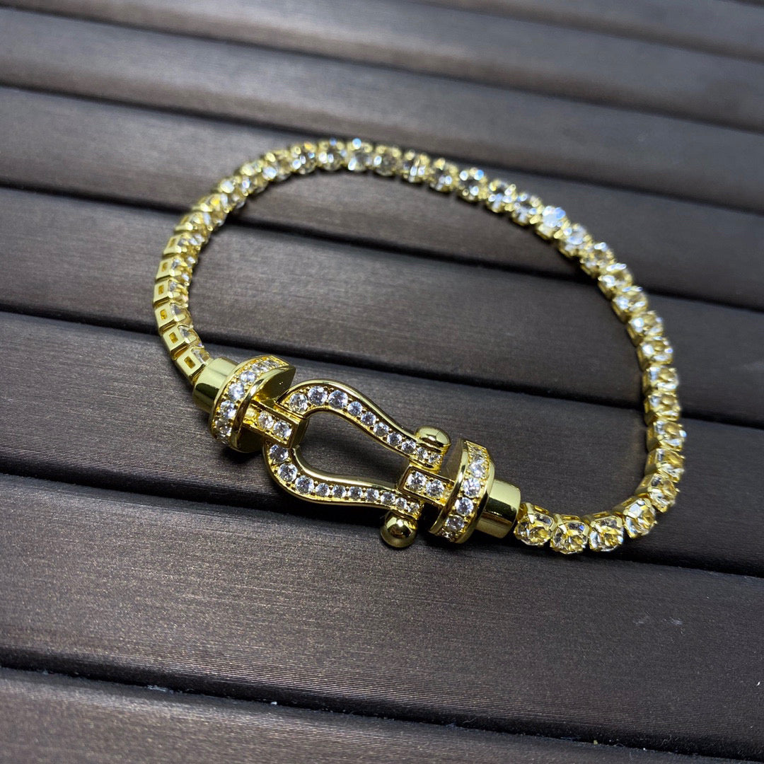 [Glow Muse]FORCE  LARGE HORSESHOE FULL DIAMOND TENNIS BRACELET