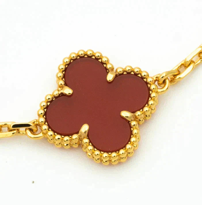 [⭐Glow Muse] CLOVER 5 MOTIF RED CORNELIAN BRACELET COLLECTION