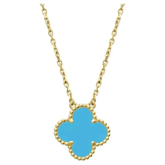[Glow Muse]CLOVER 15MM VINTAGE TURQUOISE NECKLACE