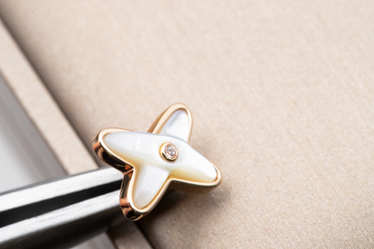 [Glow Muse]JEUX DE WHITE MOP ROSE GOLD DIAMOND EARRINGS