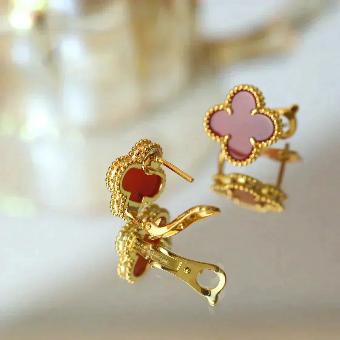 [Glow Muse]CLOVER MEDIUM 1 MOTIFS CARNELIAN  EARRINGS