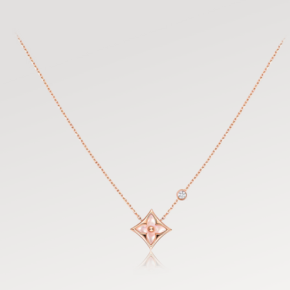[Glow Muse]STAR PINK MOP 1 DIAMOND PINK GOLD NECKLACE